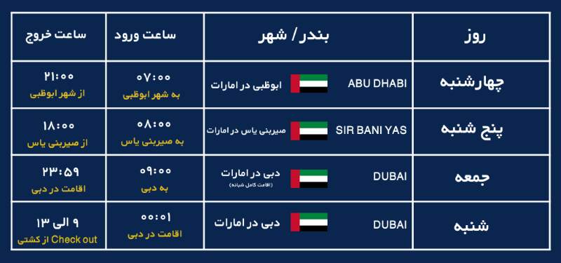 تور کشتی کروز زمستان 1404 (خلیج فارس)